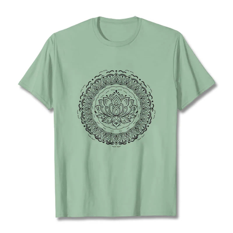 Buddha Stones Mandala Lotus Flower Pattern Tee T-shirt