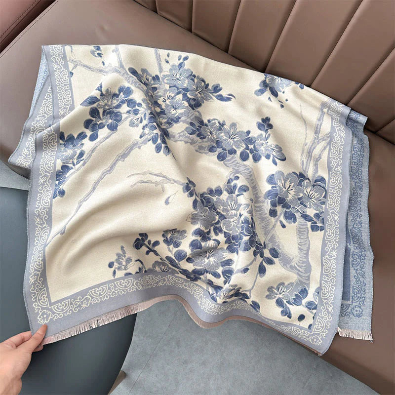 Buddha Stones Fall Peach Blossoms Branches Pattern Soft Scarf Shawl