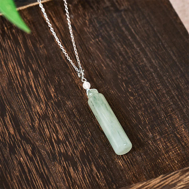 Buddha Stones Cylinder Pattern Jade Luck Necklace Pendant
