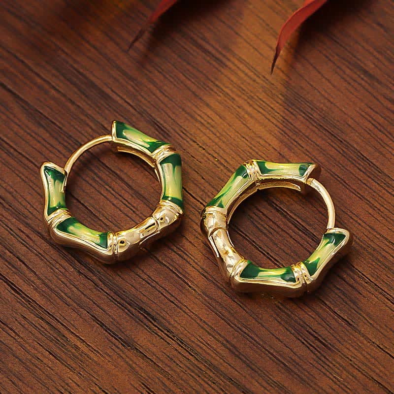 FREE Today: Strength and Healing Round Bamboo Dripping Design Copper Hoop Earrings