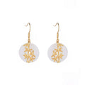 Buddha Stones FengShui White Jade Fortune Earrings