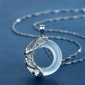 Buddha Stones Natural White Jade Koi Lucky Necklace