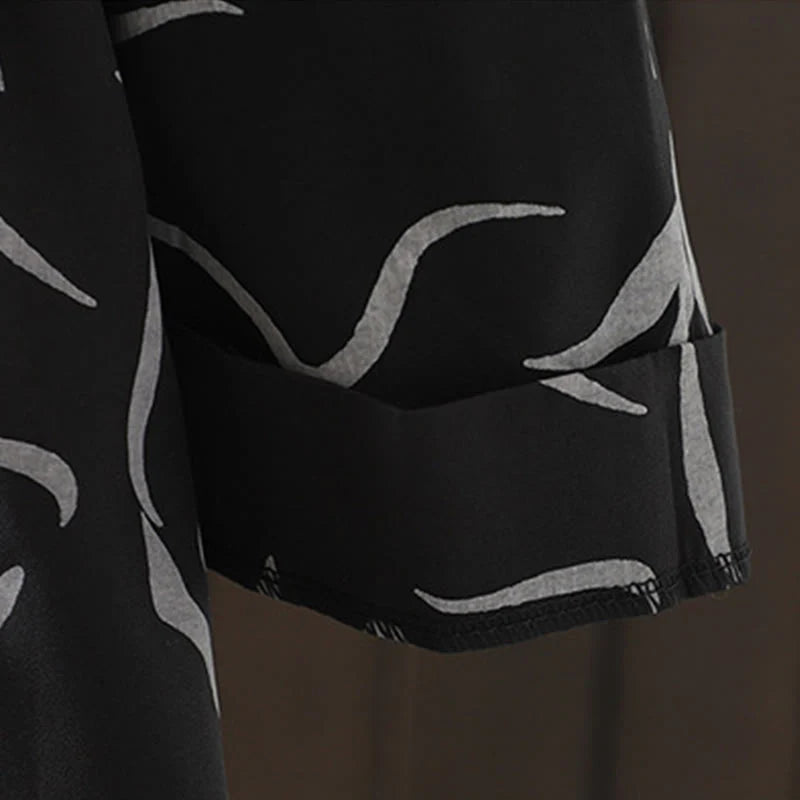 Buddha Stones Spring Fall Stand Collar Line Pattern Long Sleeve Women's Cotton Polyester Shirt