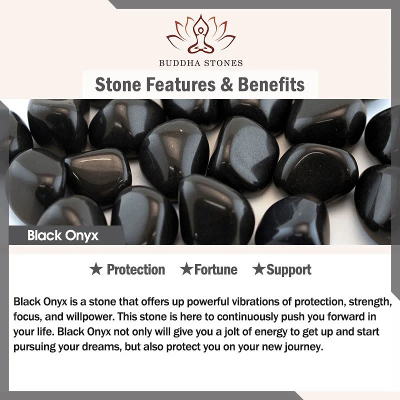 Buddha Stones Black Cat Natural Black Onyx Ceramic Kitten Support Bracelet