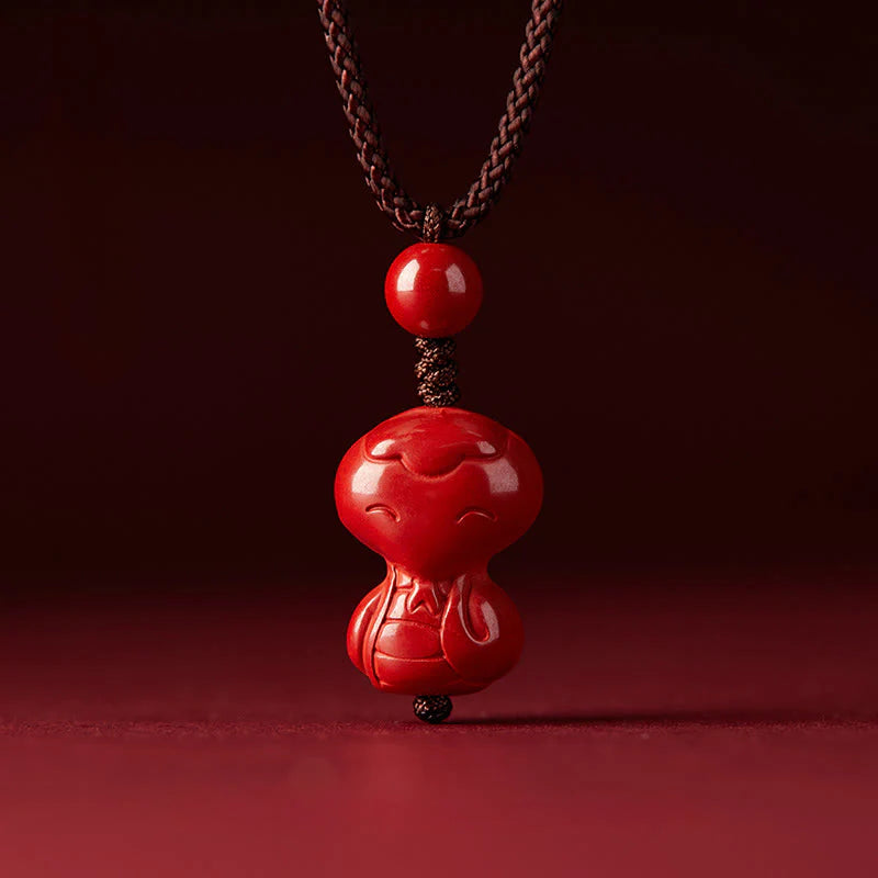 Buddha Stones Year Of The Horse Chinese Zodiac Engraved Design Cinnabar Blessing Rope Necklace Pendants