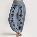 Buddha Stones Pure Cotton Dharma Wheel Lotus OM Pattern Women's Elastic Waist Harem Pants