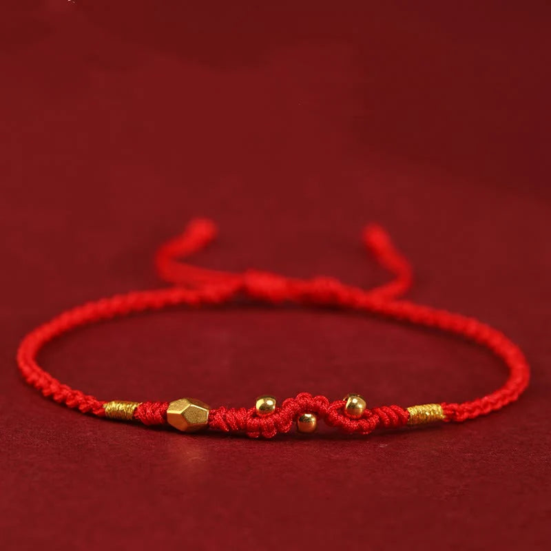 Buddha Stones 999 Gold Year of the Snake Mini Gold Bead Handmade Luck Protection Braided Bracelet (Extra 30% Off | USE CODE: FS30)