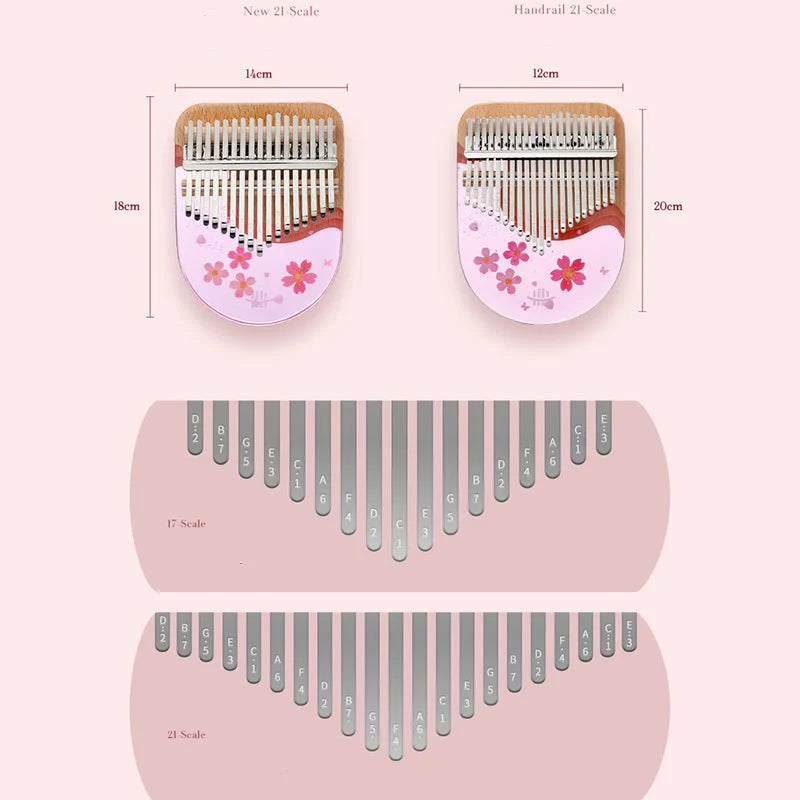 Buddha Stones Kalimba 17/21 Keys Thumb Piano Beech Wood Pink Cherry Portable Finger Piano