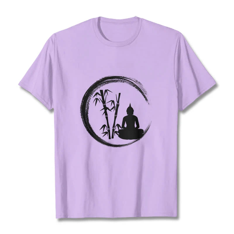 Buddha Stones Zen Buddha Statue Sitting Bamboo Meditation Tee T-shirt
