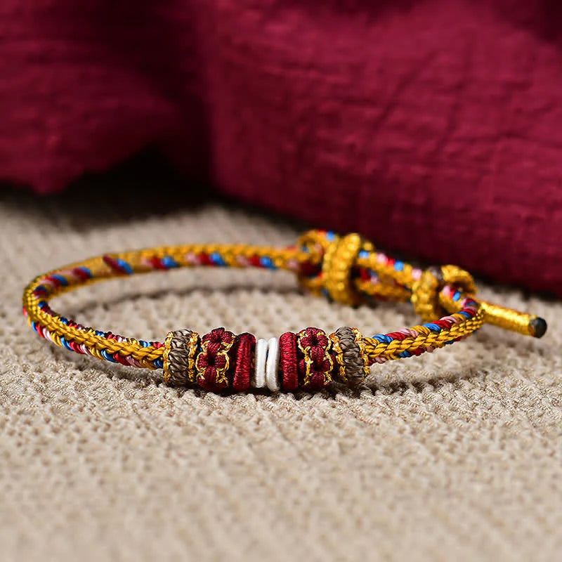 Buddha Stones Handmade Dunhuang Color Luck Braid String Bracelet
