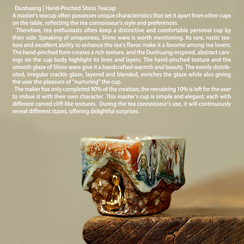 Buddha Stones Hand-painted Dunhuang Meditating Buddha Shino Ceramic Teacup Kung Fu Tea Cup