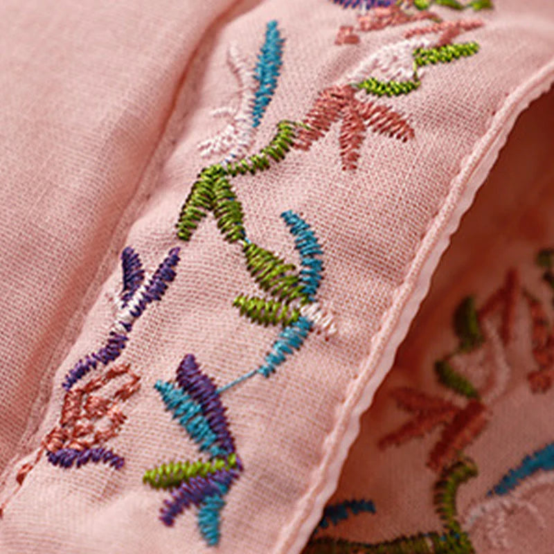 Buddha Stones Winter Flower Embroidery Frog-Button Long Sleeve Women's Thermal Jacket