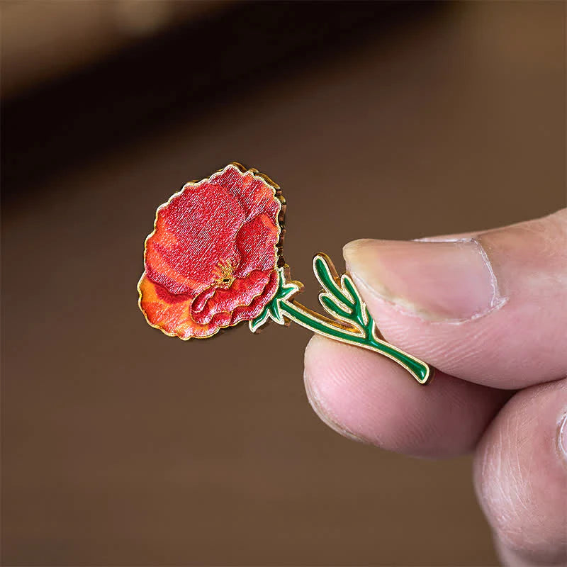 Buddha Stones Small Forget-Me-Not Corn Poppy Lily of the Valley Hydrangea Lupine Copper Brooch