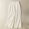 Buddha Stones Casual Lace Patchwork Design High Waist Women's Wide Leg Ankle-Length Pants With Pockets Zipper