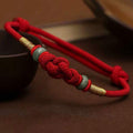 Buddha Stones Red String Jade Luck Fortune Knot Braided String Bracelet