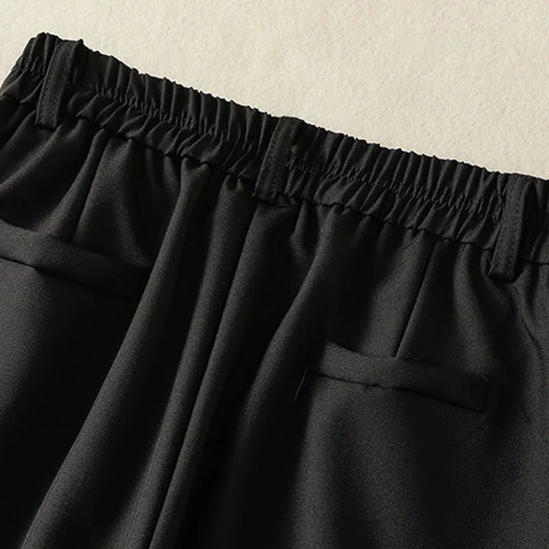 Buddha Stones Vintage Elastic Waistband Design Drawstring Women's Cotton Pants With Pockets