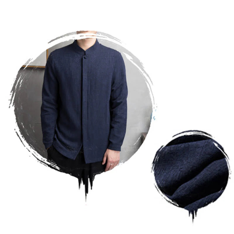 Buddha Stones Solid Color Chinese Tang Suit Jacket Men Clothing