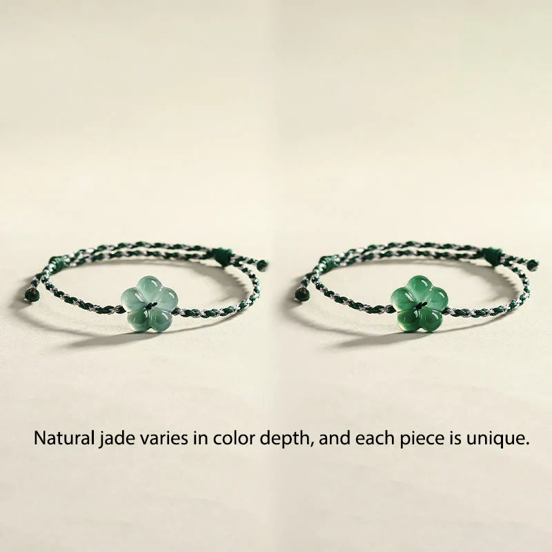 Buddha Stones Natural Flower Jade Hand-Woven Prosperity  Bracelet