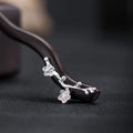 Buddha Stones 925 Sterling Silver Classical Chinese Style Ebony Plum Blossom Blessing Hairpin
