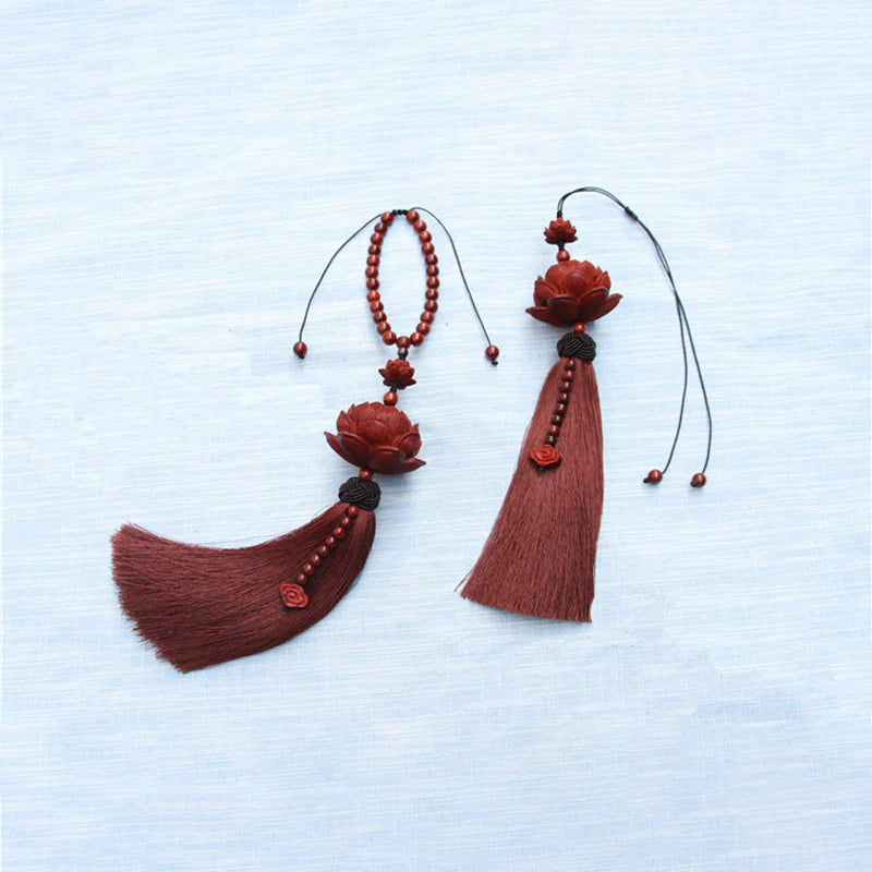 Buddha Stones Tibetan Small Leaf Red Sandalwood Lotus Luck Protection Tassel Decoration (Extra 35% Off | USE CODE: FS35)