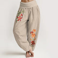 Buddha Stones Pure Cotton Brightly Colored Lilies Five-Petaled Flower Pattern Women's Elastic Waist Harem Pants
