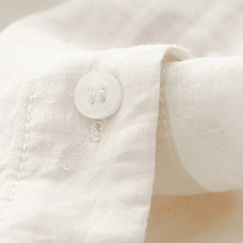 Buddha Stones Plain Button Crew Neck Design Women's Blend Three Quarter Sleeve Shirt