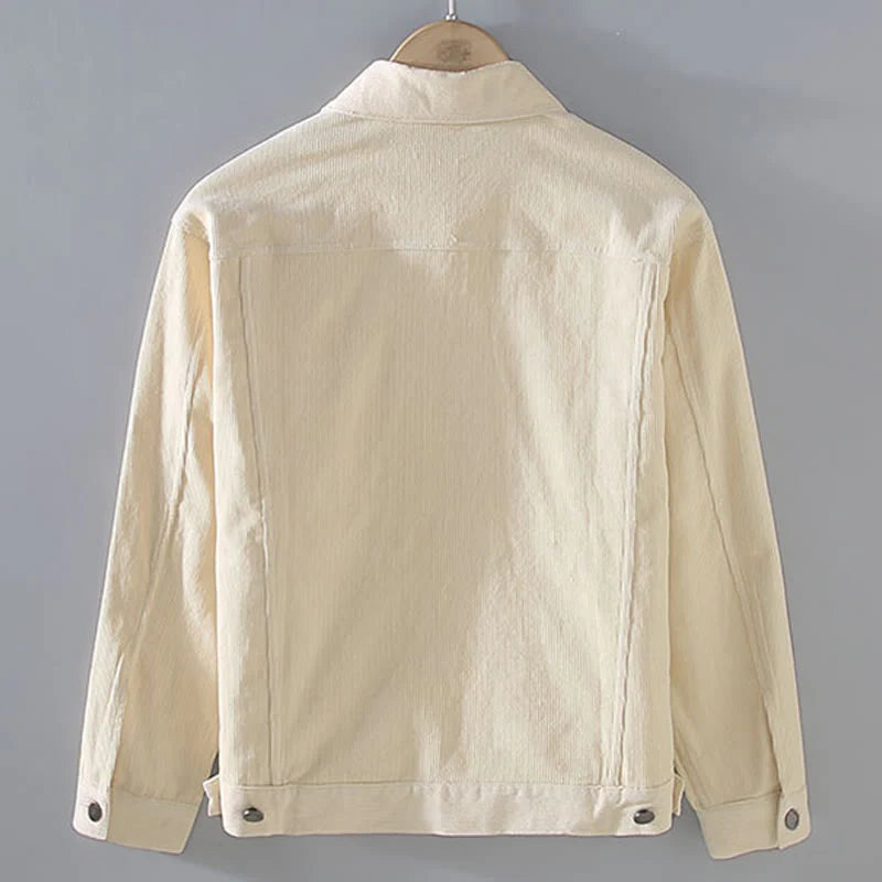 Buddha Stones Plain Long Sleeve Button Design Men's Cotton Jacket Shirt With Pockets