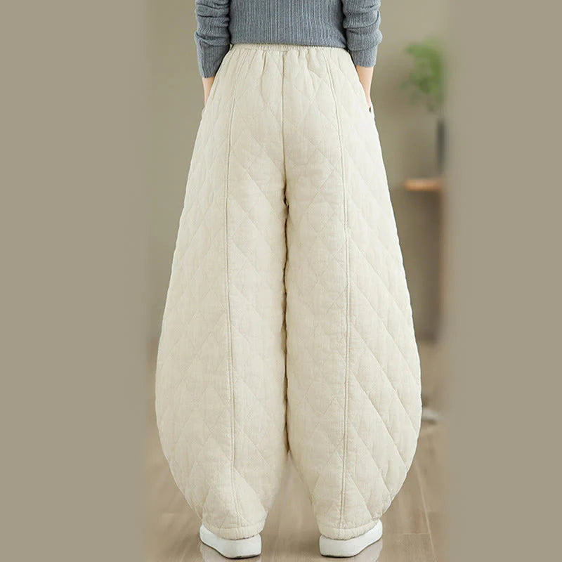 Buddha Stones Winter Diamond Pattern Cotton Women's Pants With Pockets
