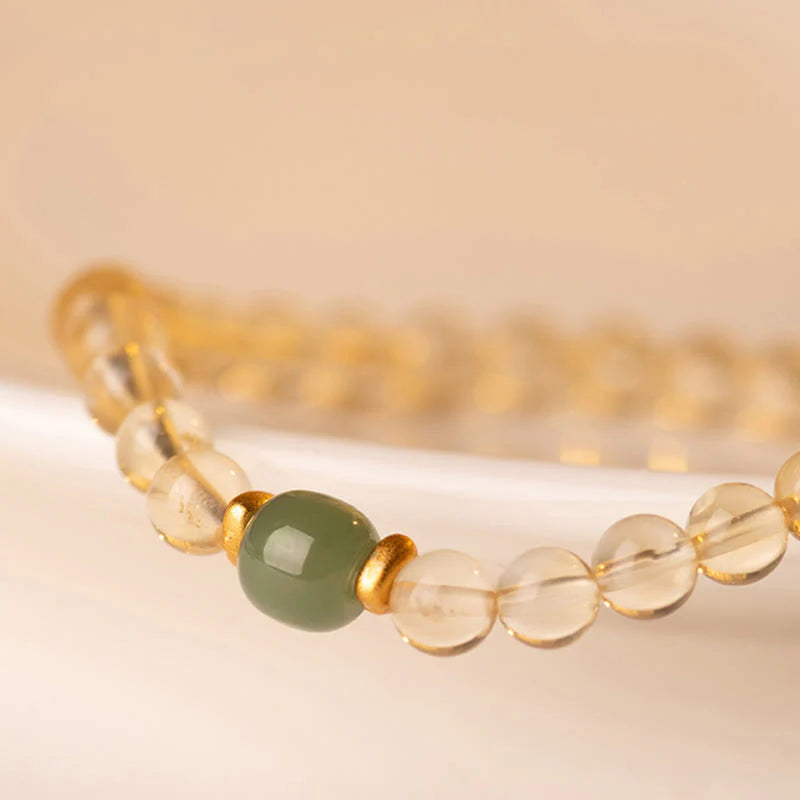Buddha Stones Small Citrine Jade Beads Prosperity Bracelet
