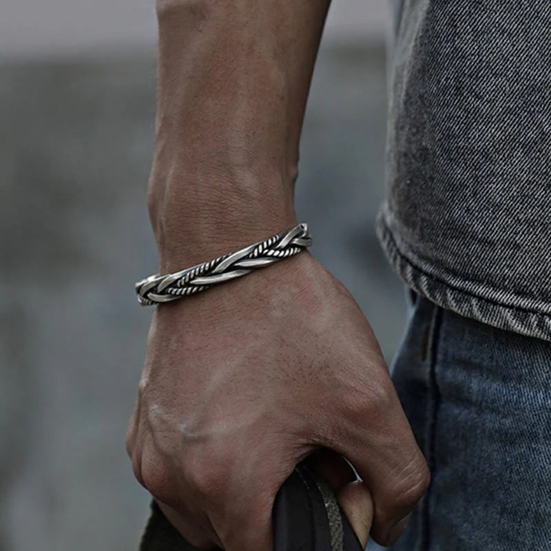 FREE Today: Balance Energy Retro Twisted Design Cuff Bracelet Bangle