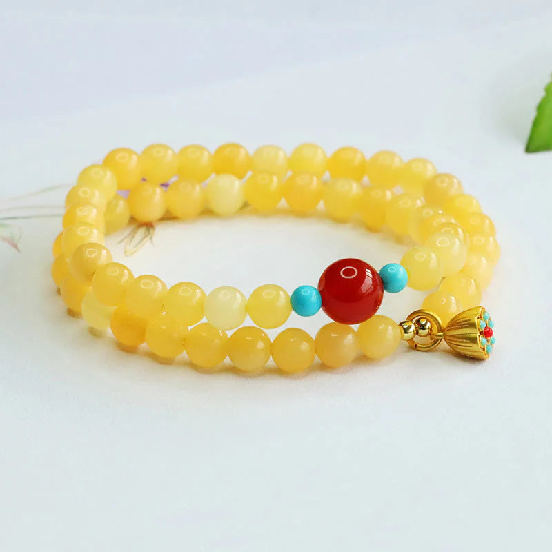 Buddha Stones Topaz Red Agate Bead Fortune Bracelet