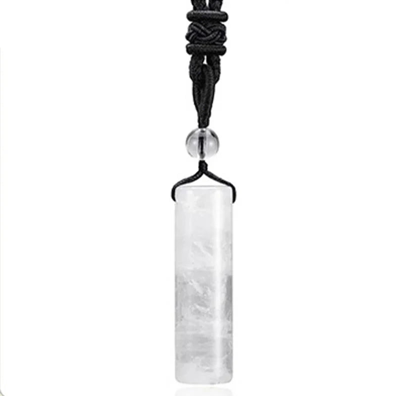 Buddha Stones Various Crystal Rose Quartz Green Aventurine Amethyst Cylinder Healing Necklace Pendant