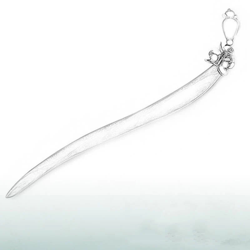 Buddha Stones Silver Tassel Green Sandalwood Soothing Hairpin