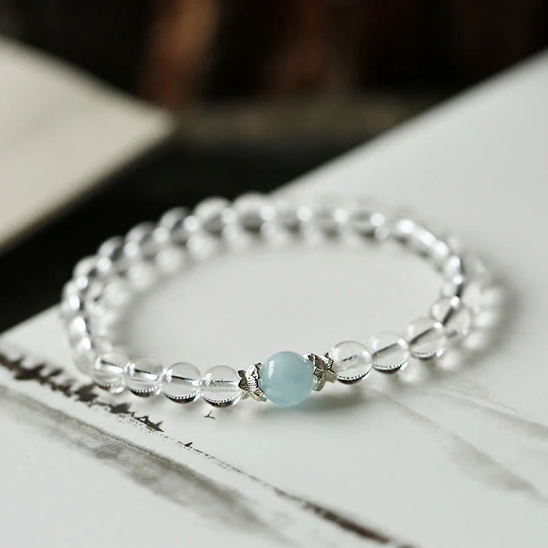 Buddha Stones Natural Clear Quartz Aquamarine Clarity Bracelet