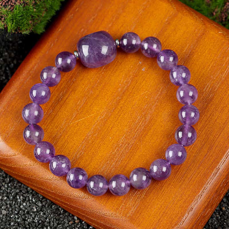 Buddha Stones Cute Cat Design Blue Lace Agate Clear Quartz  Beaded Bracelet