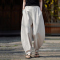 Buddha Stones Summer Plain One Chinese Frog-Button Straight Leg Design Men's Cotton Linen Pants With Pockets