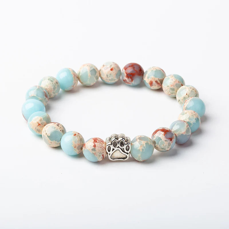 Indian Agate Green Agate Dog Paw Positive Calm Bracelet
