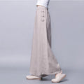 Buddha Stones Casual Frog-Button High Waist Wide Leg Pants With Pockets