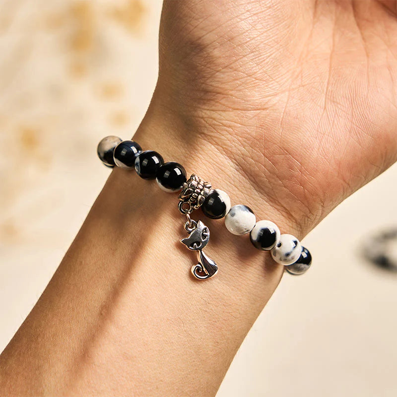 Buddha Stones Sending Love and Joy to Your Cat Cat Agate Bracelet Includes Gift Message Card