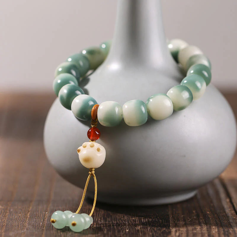 Buddha Stones Gradient Bodhi Seed Nine Tailed Fox Cat Paw Claw Pine Cone Peace Bracelet (Extra 40% Off | USE CODE: FS40)