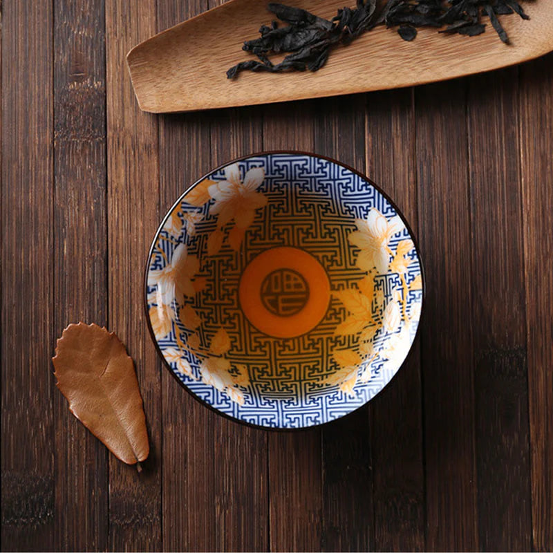 Buddha Stones Flowers Fu Character Mountains Lotus Cherry Blossoms Ceramic Teacup Kung Fu Tea Cup