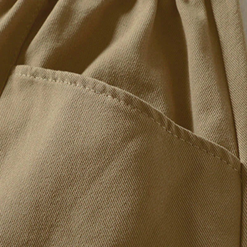 Buddha Stones Fall Simple Lines Button Zipper Design Ankle-Length Cotton Women's Harem Pants With Pockets