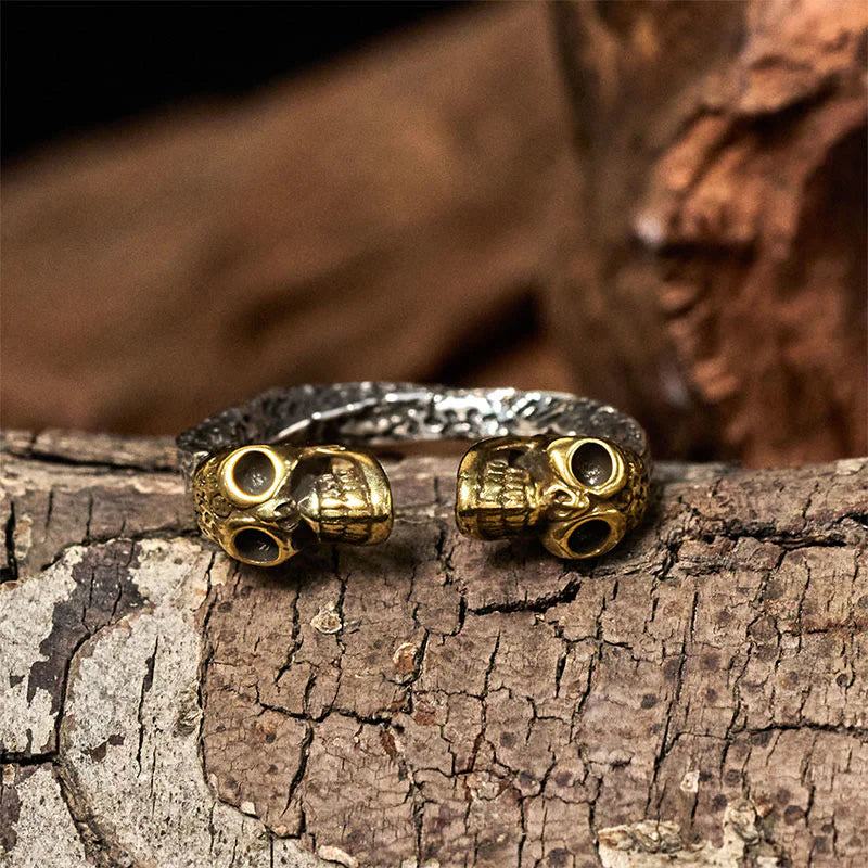 Buddha Stones The Lord Of The Corpse Forest Copper Double Skull Keep Away Evil Spirits Ring