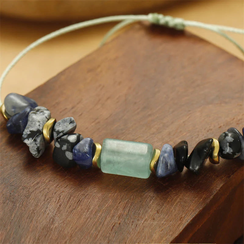 Buddha Stones New Job Green Aventurine Sodalite Snowflake Obsidian Energy Bracelet