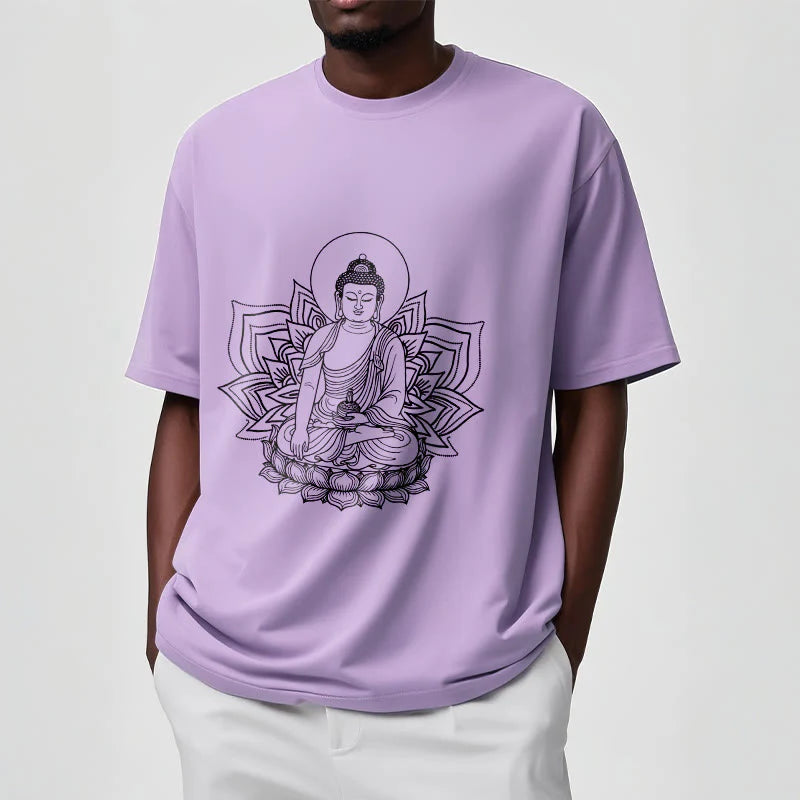 Buddha Stones Medicine Buddha Seated On A Lotus Pedestal Tee T-shirt