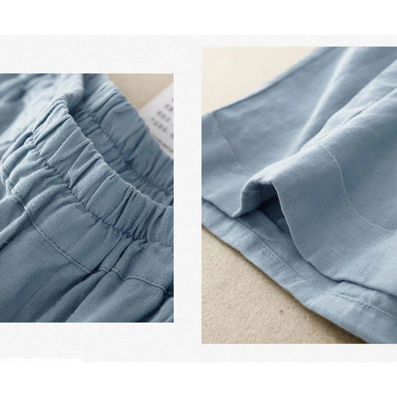 Buddha Stones Casual Solid Color Women's Cotton Shorts With Pockets