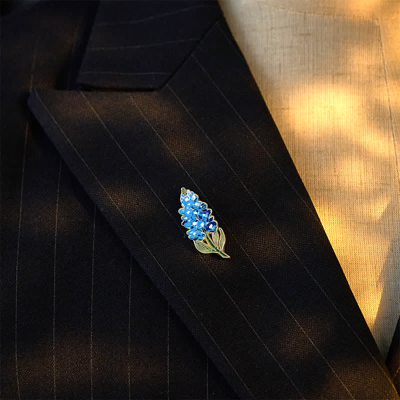 Buddha Stones Small Forget-Me-Not Corn Poppy Lily of the Valley Hydrangea Lupine Copper Brooch
