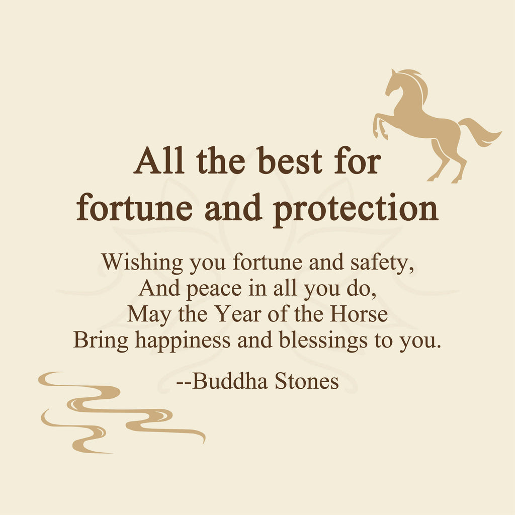 Buddha Stones All The Best For Fortune And Protection Year Of The Horse 24k Gold Plated Brass Necklace Includes Gift Message Card