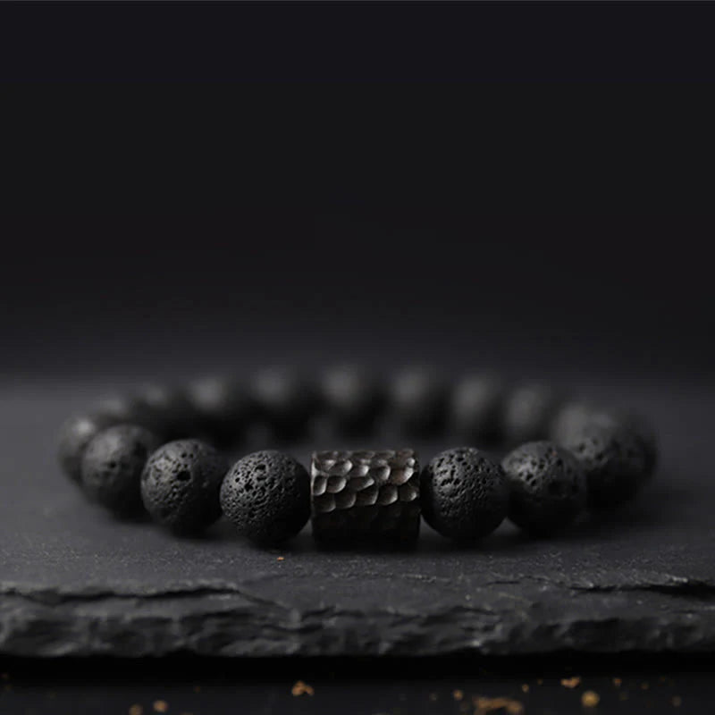 Buddha Stones Wishing Strength to Rise from Within Lava Rock Bracelet Includes Gift Message Card