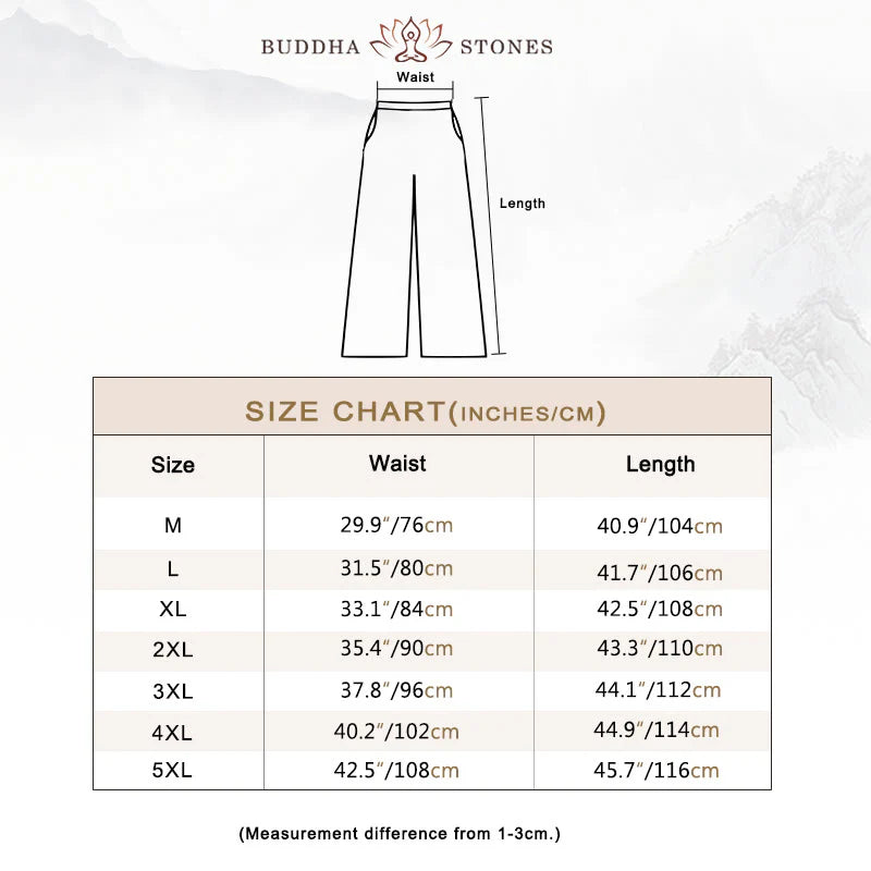 Buddha Stones Solid Color Cotton Linen Men's Wide Leg Pants With Pockets